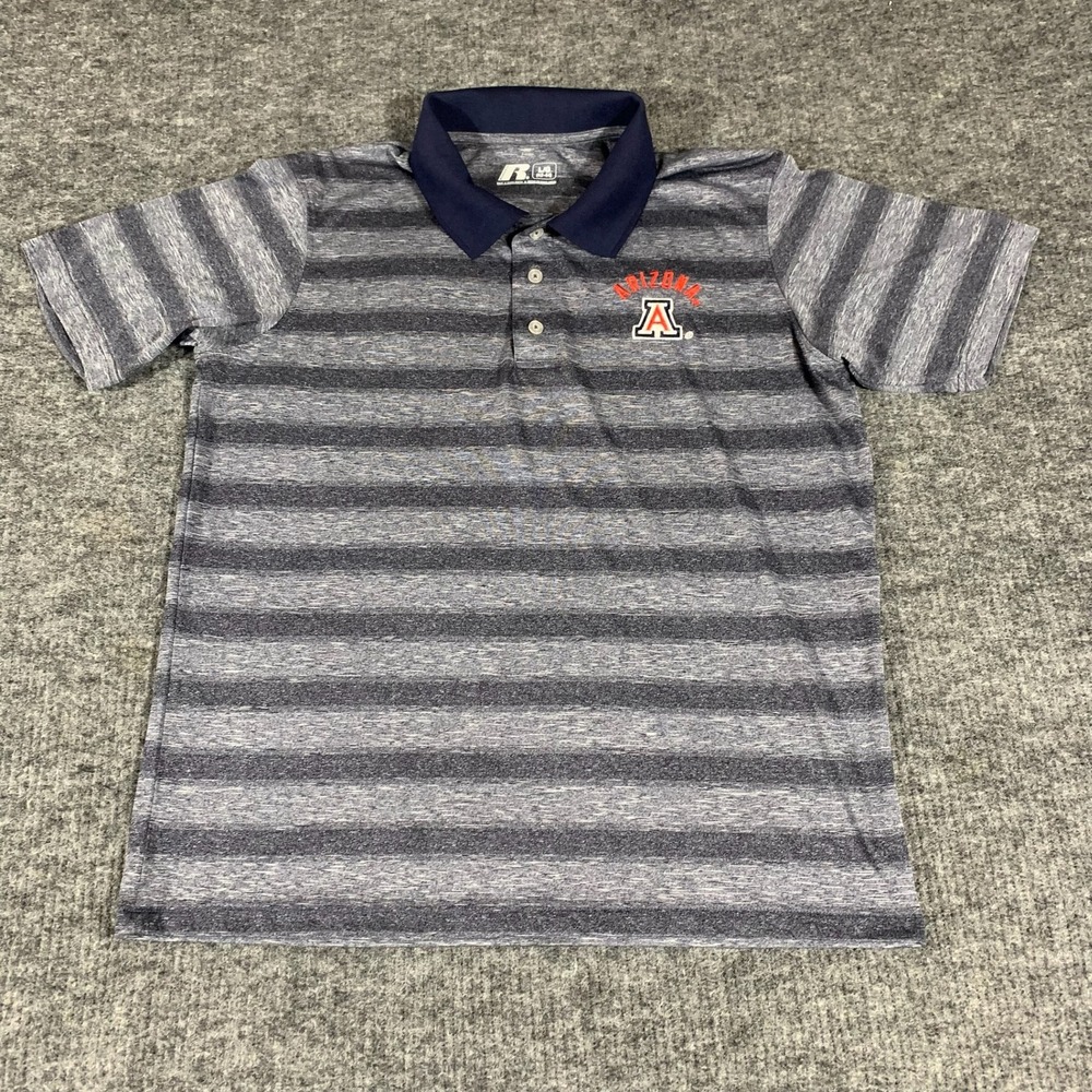 Arizona Wildcats Polo Mens L Blue Gray Golf Striped Performance College NCAA